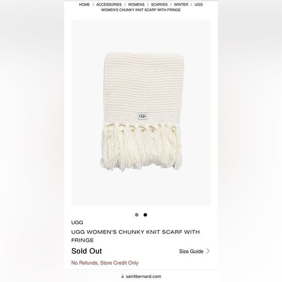 NWOT RARE UGG Women’s Chunky Knit Scarf with Fringe in Cream - Picture 2 of 8